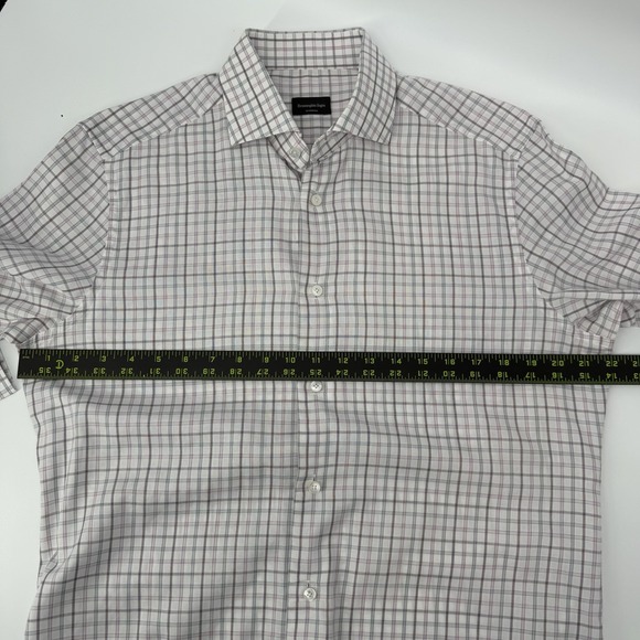 Ermenegildo Zegna Check Button Up Shirt Multicolor Cotton Mens Medium Tailored - Picture 8 of 10